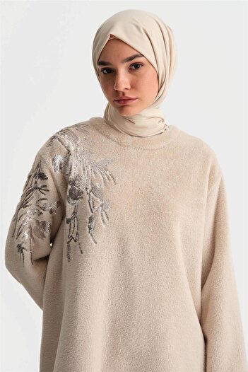 Armine Nakış Detaylı Peluş Tunik 24k4304 Aytaşı