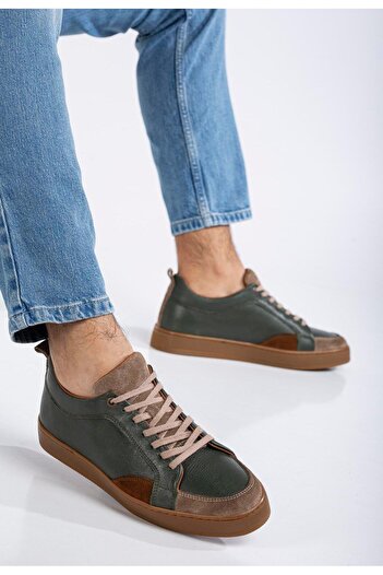 Dilimler Ayakkabı Green Men's Casual Shoes with Pool Sole and Laces