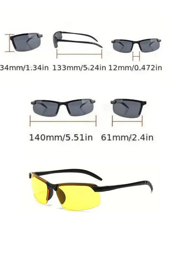 MİNGODAN Nighttime Car Driving Goggles - Yellow Black Glass, Wind Fog Protection, Anti Glare Fashion
