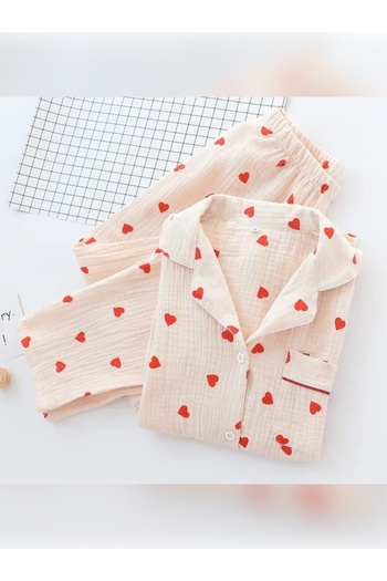 PEMBİŞ HOMEWEAR Bürümcük Shirt Collar Angel Heart Pajama Set