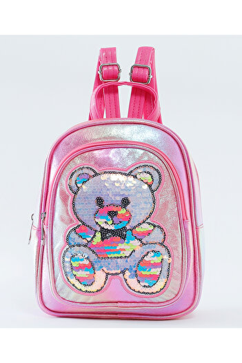Fab N Funky Rose Red Bear Backpack for Kids - 5+ Years, Durable Polyester with Spacious Compartment, 9 Inches