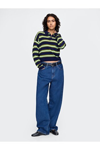 GAP Kadın Yeşil CashSoft Relaxed Polo Kazak