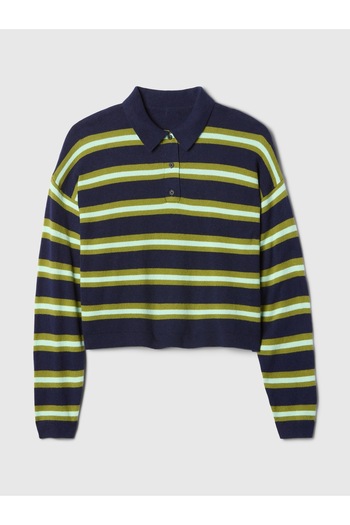 GAP Kadın Yeşil CashSoft Relaxed Polo Kazak