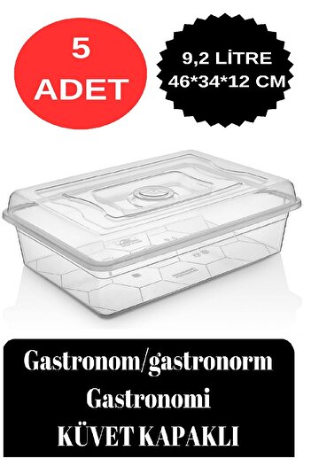 DEEMBRO 5 Adet Gastronom/gastronorm Küvet Kapaklı Gastronomi Küveti 9,2 Lt Ekmek Pizza Pide Hamur Teknesi