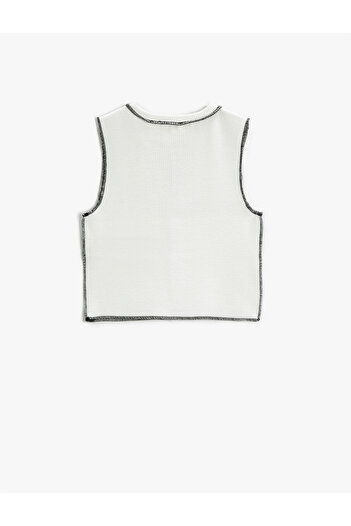 Koton Athlete Crop Round Neck Ribbed Stitching Detail