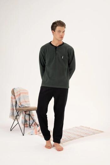 gd goldoremi Estiva 24421 Men's Winter Fleece Button Lapel Pajamas Set