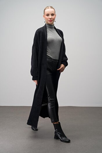 Olcay Lässiger Strick-Cardigan – Lang Schwarz 8245