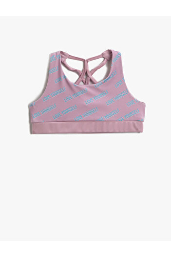Koton Half Tank Top Athlete with Cross Strap on the Back Printed