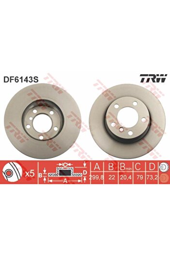 TRW DF6143S Fren Diski Ön Bmw 1 Bmw 3 F30 F35 F80 Bmw 4 F32 F82 Havalı 300Mm