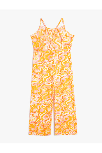 Koton Jumpsuit kötőfék nyak teljes hosszúságú széles lábpántok absztrakt minta