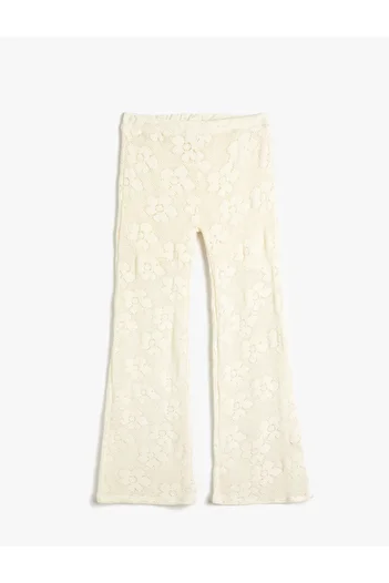 Koton Crochet Spanish Leg Leggings - Half Lined and Elastic Waist Pants
