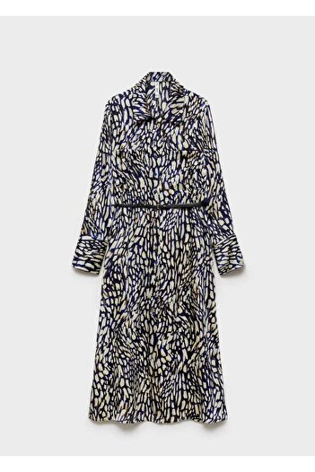 MANGO Woman Desenli saten elbise