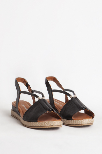 Dericlub Women's Comfort Daily Sandals Real Leather Zy 1276 Black