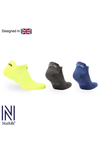NORFOLK Izzy Multi-Sport Ultra Light Low Cut Socks 3 Pack Yellow/Gray/Navy