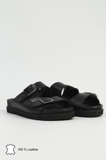 Pierre Cardin Черни дамски кожени чехли PCK-5041