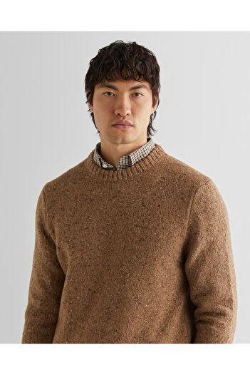 Gant Erkek Kahverengi Regular Fit Bisiklet Yaka Kazak