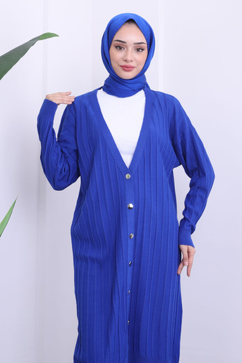 İmajButik Ζακέτα Saks Blue Seasonal Mercerized Casual Knitwear
