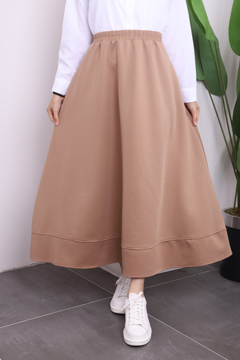 İmajButik Mink Pocketed Scuba Flared Skirt