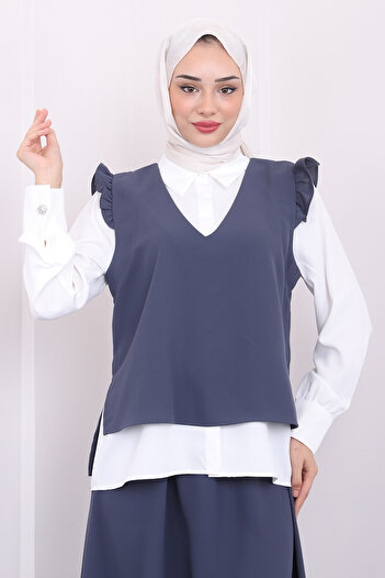 İmajButik Smoked Side Slit Sweater Skirt Combination Set