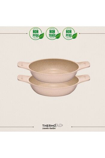 ThermoAD Mink Hot Pot Sauce Set - Cast Iron Self-Handle, 2 Pieces, 20Cm-22Cm