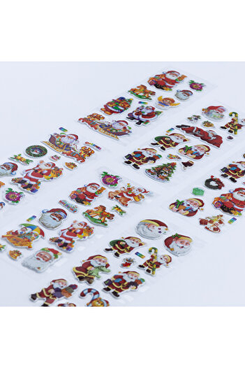 Bimotif Set of 6 Embossed Christmas Stickers with Santa Claus
