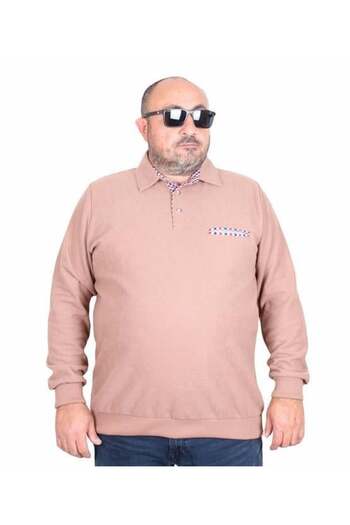 Starbattal Мъжки суитшърт с поло яка голям размер - Flota Pocket 24407 S.COFFEE