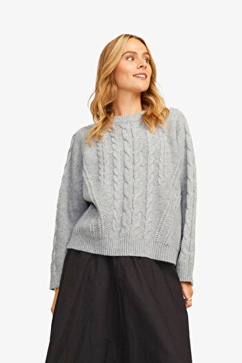 JJXX Jxjosie Women's Grey/Poo Sweater - Greymelange 12255370