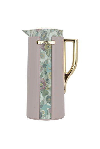 Alsaif Gallery Wydad Thermos, Light Brown, Golden Hand Floral Pattern, 1 Liter