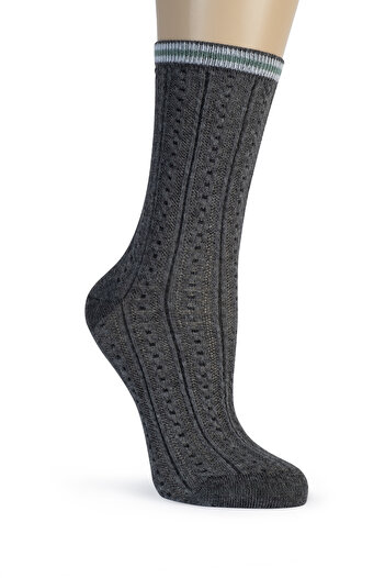 SUWEN Cable Knit Soket Çorap