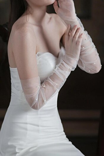 Hobigram Black Plain Cuff Detailed Bridal Gloves Party Gloves – Party Gloves, Stylish Design – Party Eldi