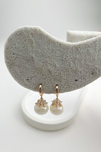 Modex Baguette Stone Dangle Pearl Earrings