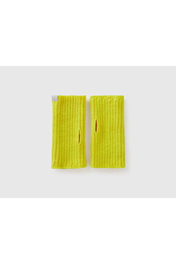 United Colors of Benetton Women's Yellow Wool Blended Fingerless Gloves