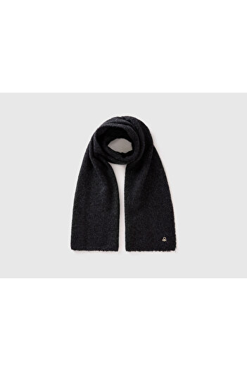 United Colors of Benetton Eșarfă cu aspect melange cu logo metal negru pentru fete