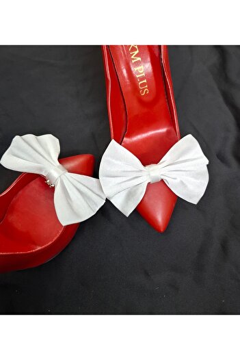 Qrsln Deene White Satin Handmade Shoe Clip