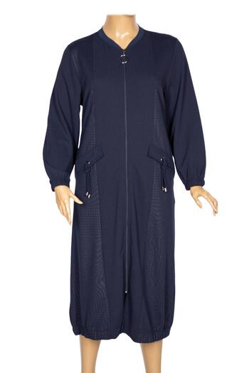 Elele Women's Azel Plus Size Crepe Side Pocket Sports Navy Blue Cap Jacket