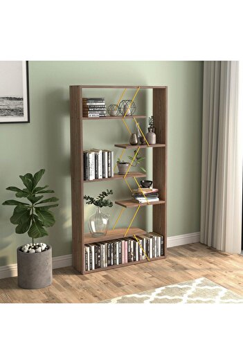 Home Canvas HC Home Canvas Rafevi Home Canvas Book Shelves for Living Room - Walnut and Yellow