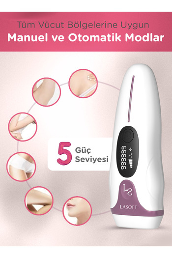 LaSoft Lazer Epilasyon Cihazı Evde Acısız Ipl Lazer Epilatör Yüz Tüm Vücut Ve Genital Bölge Lazer Aleti