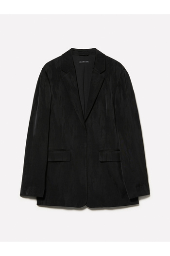 Sisley Women's Black Viscous Liyosel Blended Lined Flap Collar Jacket