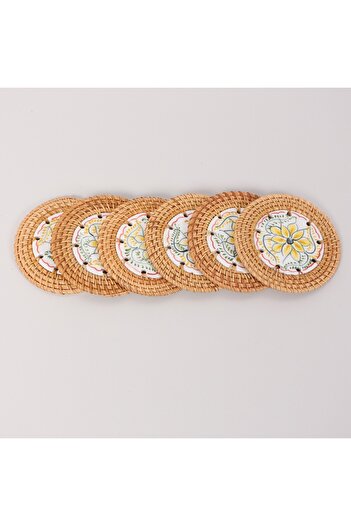 Mylamp Rattan Çerçeveli 6 lı SET  Nihale & Masa veya Duvar Dekoru 12 cm