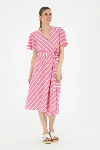 U.S. Polo Assn. Women's Pink V-Neck Woven Dress 1819413