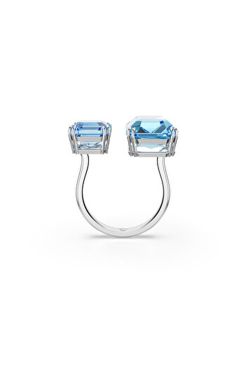 Swarovski Millenia Açık Yüzük, Sekizgen kesim, Mavi, Rodyum kaplama