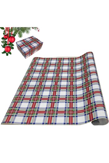 roco paper Italian Gift Wrapping Paper, White-Navy Plaid Wrapping Paper, No-089F, 70X200Cm