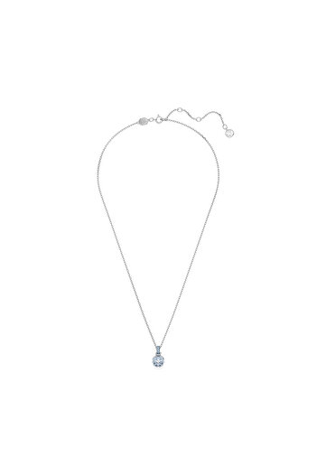 Swarovski Birthstone Kolye, Kare Kesim, Mart, Mavi, Rodyum Kaplama