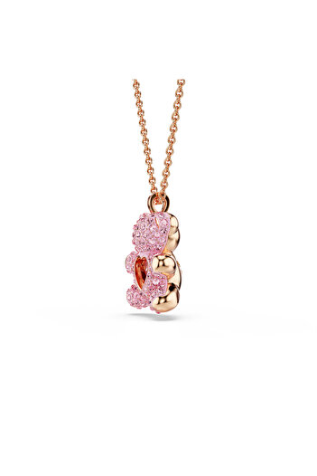 Swarovski Teddy Kolye, Ayıcık, Pembe, Pembe altın rengi kaplama