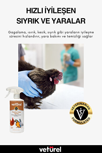 Veturel Güvercin Muhabbet Kuşu Papağan Göz Gaga Yara Bakım Spreyi - Kanatlı Hayvan Önleyici 500ml