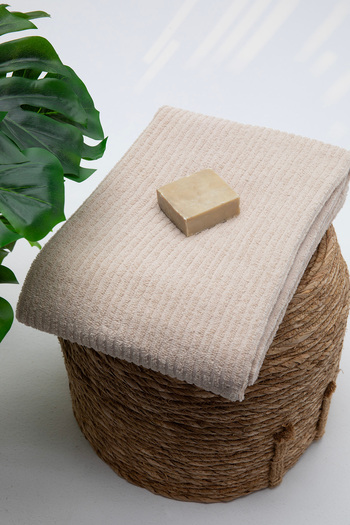 FAVORA Line Luxury Beige Cotton Bath Towel - 100X150