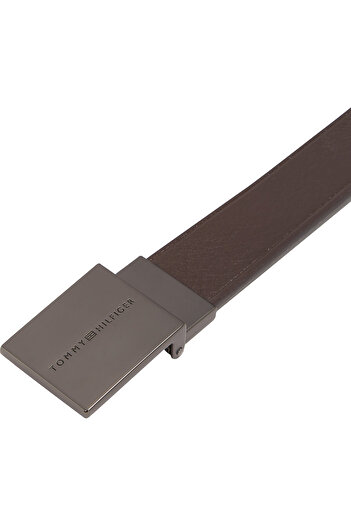 Tommy Hilfiger Square Plaque Buckle Leather Belt