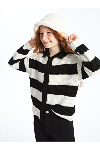 LC Waikiki Lcwk Polo Neck Girl's Knitwear Cardigan