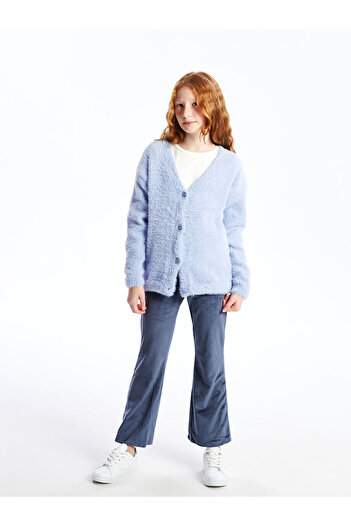 LC Waikiki Lcwk V-Neck Long Sleeve Girl's Knitwear Cardigan