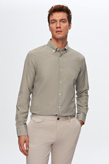 D'S Damat Πουκάμισο Ds Damat Slim Fit Khaki Gingham